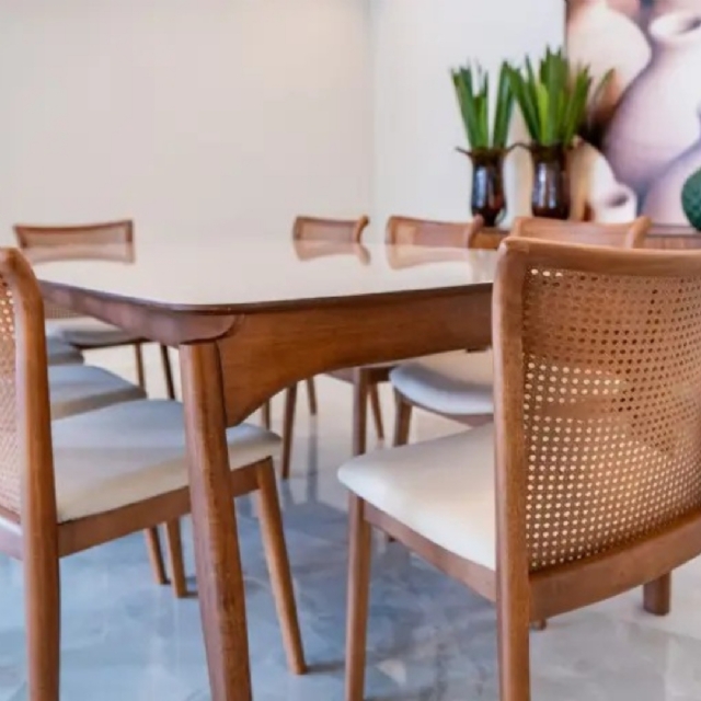 Mesa Ravenna 2,20m/1,80m - Off White/Castanho